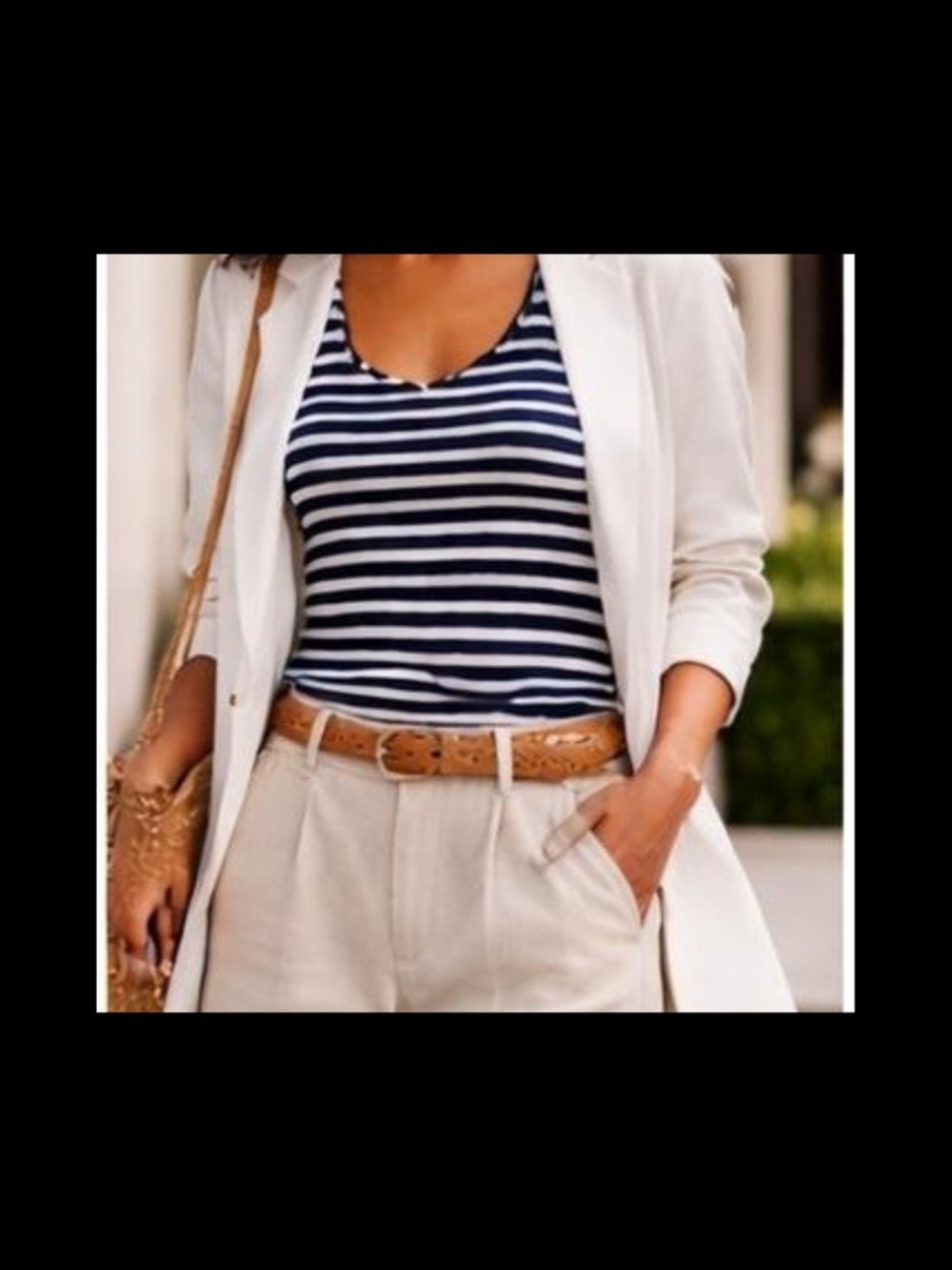 Joe Fresh Navy & White Striped Scoop Neck Tank